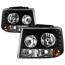 Silverado 1500/2500 99-02 / Silverado 3500 01-02 / Suburban 1500/2500 00-06 / Tahoe 00-06 LED (Utbytbara LEDs) Strålkastare - Svarta Spyder Auto